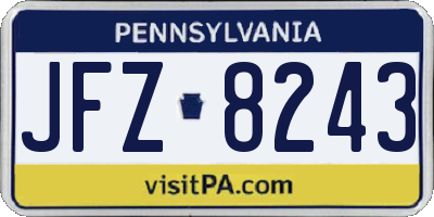 PA license plate JFZ8243
