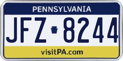 PA license plate JFZ8244