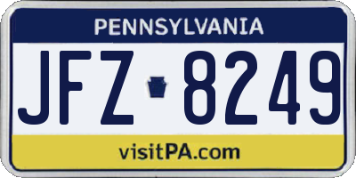 PA license plate JFZ8249