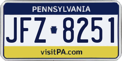 PA license plate JFZ8251