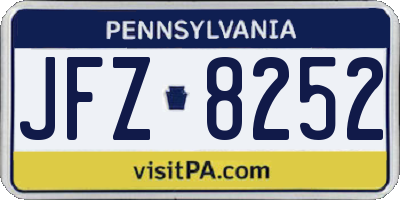 PA license plate JFZ8252