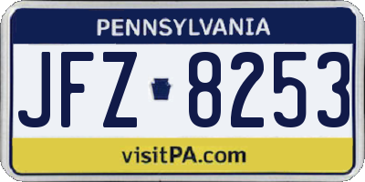 PA license plate JFZ8253