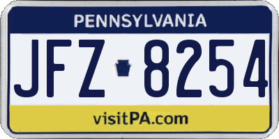 PA license plate JFZ8254