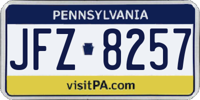 PA license plate JFZ8257