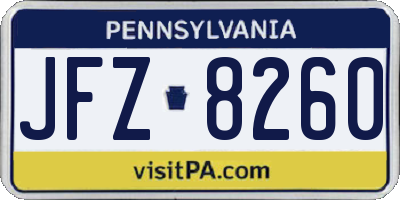 PA license plate JFZ8260