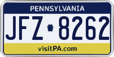 PA license plate JFZ8262