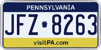 PA license plate JFZ8263