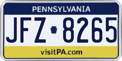 PA license plate JFZ8265