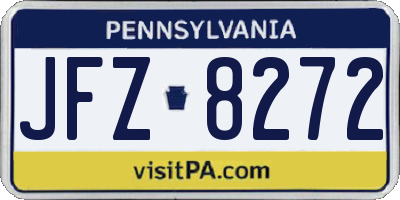 PA license plate JFZ8272