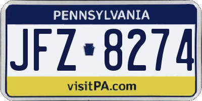 PA license plate JFZ8274