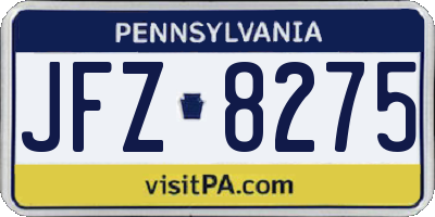 PA license plate JFZ8275