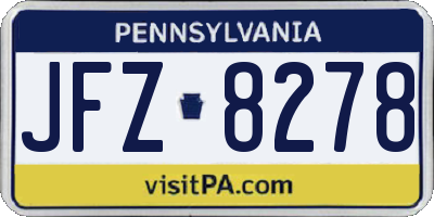 PA license plate JFZ8278