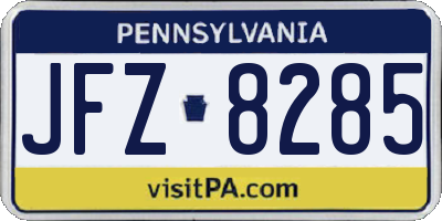PA license plate JFZ8285