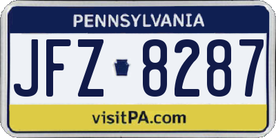 PA license plate JFZ8287