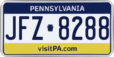 PA license plate JFZ8288