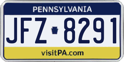 PA license plate JFZ8291