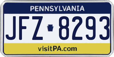PA license plate JFZ8293