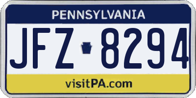 PA license plate JFZ8294