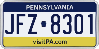PA license plate JFZ8301