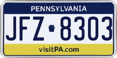 PA license plate JFZ8303
