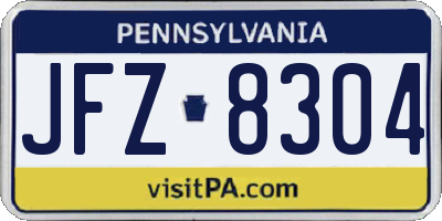 PA license plate JFZ8304