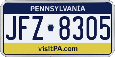 PA license plate JFZ8305
