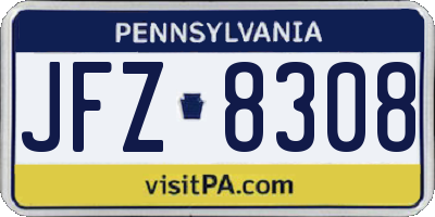PA license plate JFZ8308