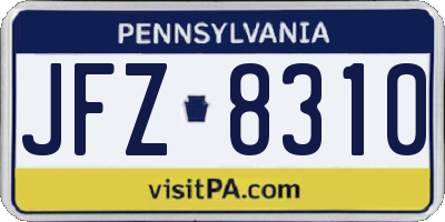 PA license plate JFZ8310