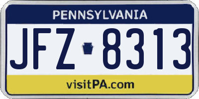 PA license plate JFZ8313
