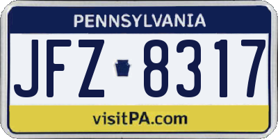 PA license plate JFZ8317