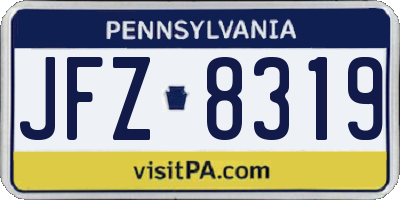 PA license plate JFZ8319