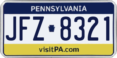 PA license plate JFZ8321