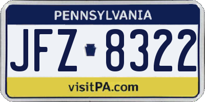 PA license plate JFZ8322