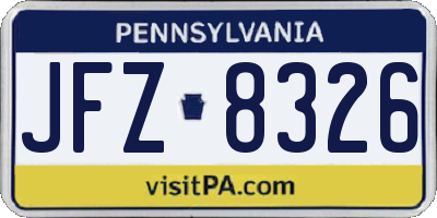 PA license plate JFZ8326