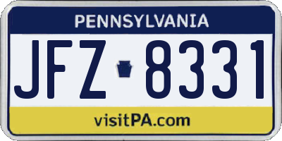 PA license plate JFZ8331