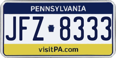 PA license plate JFZ8333