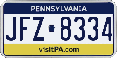 PA license plate JFZ8334
