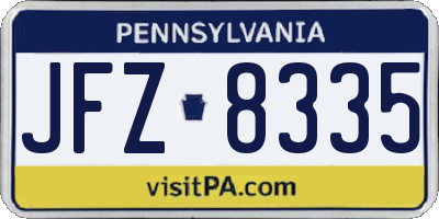 PA license plate JFZ8335