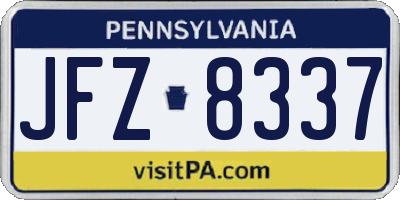 PA license plate JFZ8337