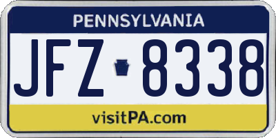 PA license plate JFZ8338