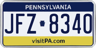 PA license plate JFZ8340