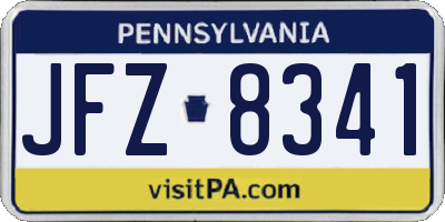 PA license plate JFZ8341