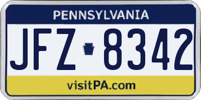 PA license plate JFZ8342