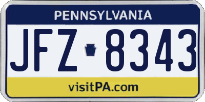 PA license plate JFZ8343