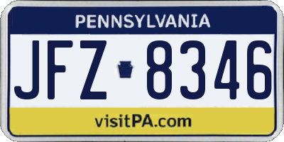 PA license plate JFZ8346