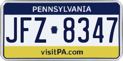 PA license plate JFZ8347