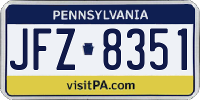 PA license plate JFZ8351