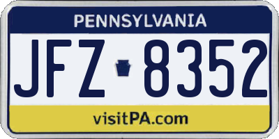PA license plate JFZ8352