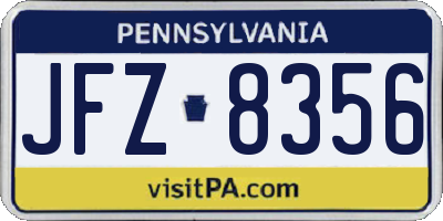 PA license plate JFZ8356