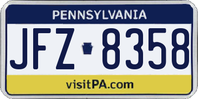 PA license plate JFZ8358